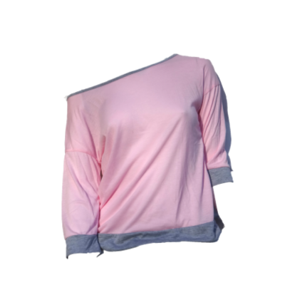 Shirt baby roze met grijze boord