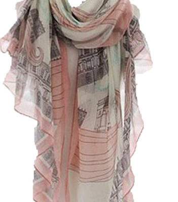 Trendy sjaal lang licht roze/grijs