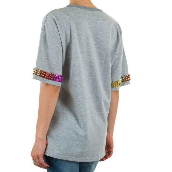 T-shirt grijs met kameleon studs achterkant