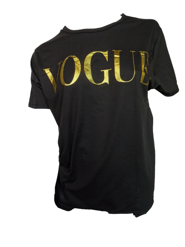Vogue t-shirt zwart met gouden letter opdruk