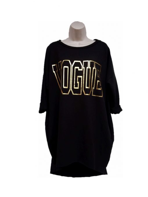 Tuniek zwart met Vogue tekst